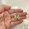 Oro Laminado Huggie Hoop, Gold Filled Style with Pink Cubic Zirconia, Polished, Golden Finish, 02.210.0589.1.12