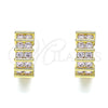 Oro Laminado Huggie Hoop, Gold Filled Style with Pink Cubic Zirconia, Polished, Golden Finish, 02.210.0589.1.12