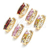 Oro Laminado Huggie Hoop, Gold Filled Style with Garnet Cubic Zirconia, Polished, Golden Finish, 02.210.0590.15