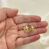 Oro Laminado Huggie Hoop, Gold Filled Style Dragon-Fly Design, with Pink Micro Pave, Polished, Golden Finish, 02.210.0591.12