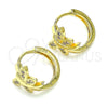 Oro Laminado Huggie Hoop, Gold Filled Style Dragon-Fly Design, with Pink Micro Pave, Polished, Golden Finish, 02.210.0591.12