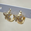 Oro Laminado Huggie Hoop, Gold Filled Style Dragon-Fly Design, with Pink Micro Pave, Polished, Golden Finish, 02.210.0591.12