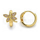 Oro Laminado Huggie Hoop, Gold Filled Style Dragon-Fly Design, with Pink Micro Pave, Polished, Golden Finish, 02.210.0591.12