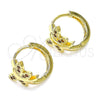 Oro Laminado Huggie Hoop, Gold Filled Style Dragon-Fly Design, with Garnet Micro Pave, Polished, Golden Finish, 02.210.0591.1.12