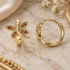 Oro Laminado Huggie Hoop, Gold Filled Style Dragon-Fly Design, with Garnet Micro Pave, Polished, Golden Finish, 02.210.0591.1.12