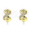 Oro Laminado Huggie Hoop, Gold Filled Style Heart Design, with Pink Micro Pave, Polished, Golden Finish, 02.210.0593.12