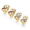 Oro Laminado Huggie Hoop, Gold Filled Style Heart Design, with Pink Micro Pave, Polished, Golden Finish, 02.210.0593.12