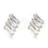 Oro Laminado Huggie Hoop, Gold Filled Style Baguette Design, with White Cubic Zirconia, Polished, Golden Finish, 02.210.0594.15