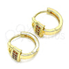 Oro Laminado Huggie Hoop, Gold Filled Style Lock Design, with Garnet Micro Pave, Polished, Golden Finish, 02.210.0595.1.12