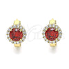 Oro Laminado Huggie Hoop, Gold Filled Style with Garnet and White Cubic Zirconia, Polished, Golden Finish, 02.210.0596.12