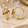 Oro Laminado Huggie Hoop, Gold Filled Style with Garnet Cubic Zirconia, Polished, Golden Finish, 02.210.0597.12
