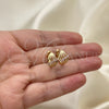 Oro Laminado Huggie Hoop, Gold Filled Style with Pink Cubic Zirconia, Polished, Golden Finish, 02.210.0597.1.12