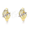 Oro Laminado Huggie Hoop, Gold Filled Style with Pink Cubic Zirconia, Polished, Golden Finish, 02.210.0597.1.12