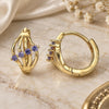 Oro Laminado Huggie Hoop, Gold Filled Style with Amethyst Cubic Zirconia, Polished, Golden Finish, 02.210.0597.2.12