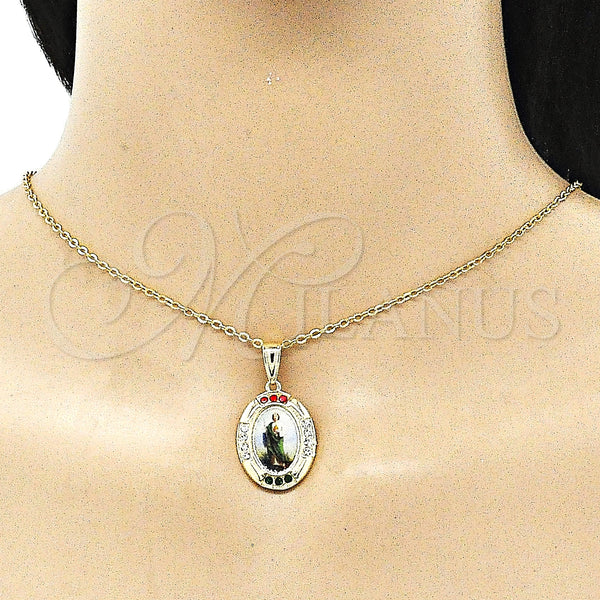 Gold Filled Pendant — Religious Pendant San Judas Design with Multicolor Crystal — alternate product view — SKU 144737 | Oro Laminado dije — Religious Pendant San Judas diseño with Multicolor cristal — SKU 144737