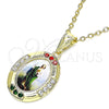 Oro Laminado Religious Pendant, Gold Filled Style San Judas Design, with Multicolor Crystal, Polished, Golden Finish, 05.253.0150