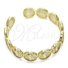 Oro Laminado Individual Bangle, Gold Filled Style San Judas Design, Polished, Golden Finish, 07.253.0019 (14 MM Thickness, One size fits all)