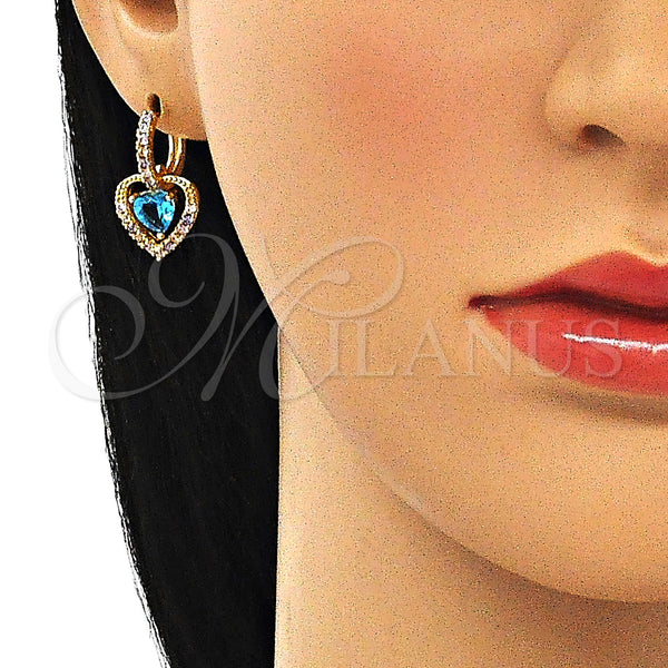 Gold Filled Ring — Dangle Earring Heart Design with Blue Topaz Cubic — alternate product view — SKU 144758 | Oro Laminado anillo — Dangle Earring corazón diseño with Blue Topaz Cubic — SKU 144758