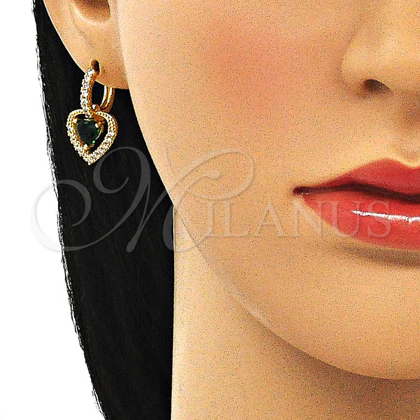 Gold Filled Ring — Dangle Earring Heart Design with Green Cubic Zirconia — alternate product view — SKU 144760 | Oro Laminado anillo — Dangle Earring corazón diseño with Green Cubic Zirconia — SKU 144760