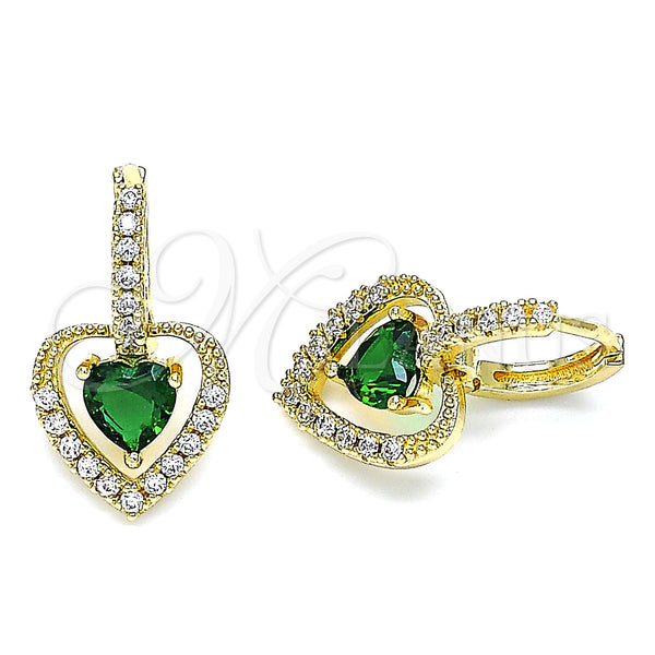 Gold Filled Ring — Dangle Earring Heart Design with Green Cubic Zirconia — main product view — SKU 144760 | Oro Laminado anillo — Dangle Earring corazón diseño with Green Cubic Zirconia — SKU 144760