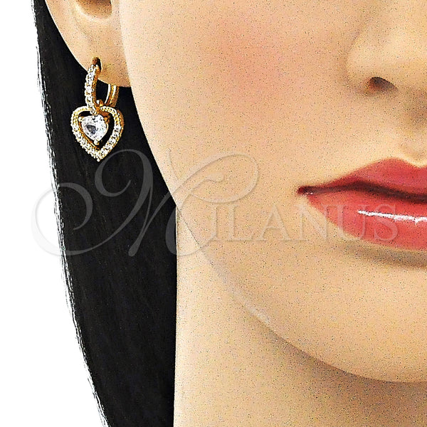 Gold Filled Ring — Dangle Earring Heart Design with White Cubic Zirconia — alternate product view — SKU 144763 | Oro Laminado anillo — Dangle Earring corazón diseño with blanco Cubic Zirconia — SKU 144763