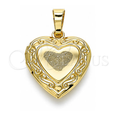Oro Laminado Locket Pendant, Gold Filled Style Heart Design, Polished, Golden Finish, 05.117.0001