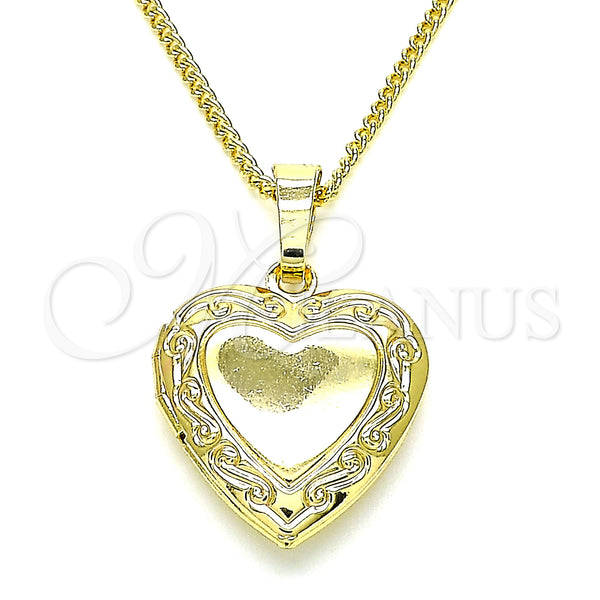 Oro Laminado Pendant Necklace, Gold Filled Style Heart Design, Polished, Golden Finish, 04.117.0013.20 (02 MM Thickness, 20 Inches Length)