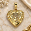 Oro Laminado Locket Pendant, Gold Filled Style Heart and Flower Design, Polished, Golden Finish, 05.117.0002