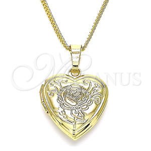 Gold Filled Necklace — Pendant Necklace Heart and Flower Design Polished 04. — main product view — SKU 144769 | Oro Laminado collar — Pendant Necklace corazón and flor diseño pulido 04. — SKU 144769