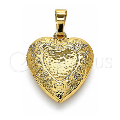 Oro Laminado Locket Pendant, Gold Filled Style Heart Design, Polished, Golden Finish, 05.117.0004