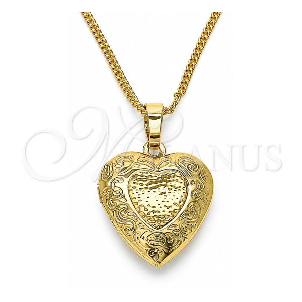 Oro Laminado Pendant Necklace, Gold Filled Style Heart Design, Polished, Golden Finish, 04.117.0016.20 (02 MM Thickness, 20 Inches Length)
