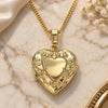 Oro Laminado Pendant Necklace, Gold Filled Style Heart and Flower Design, Polished, Golden Finish, 04.117.0017.20 (02 MM Thickness, 20 Inches Length)