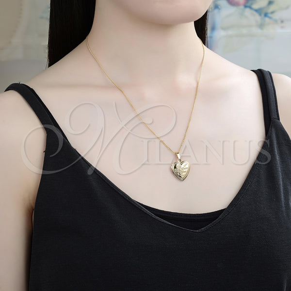 Gold Filled Pendant — Locket Pendant Heart and Flower Design Polished 05. — alternate product view — SKU 144779 | Oro Laminado dije — Locket Pendant corazón and flor diseño pulido 05. — SKU 144779
