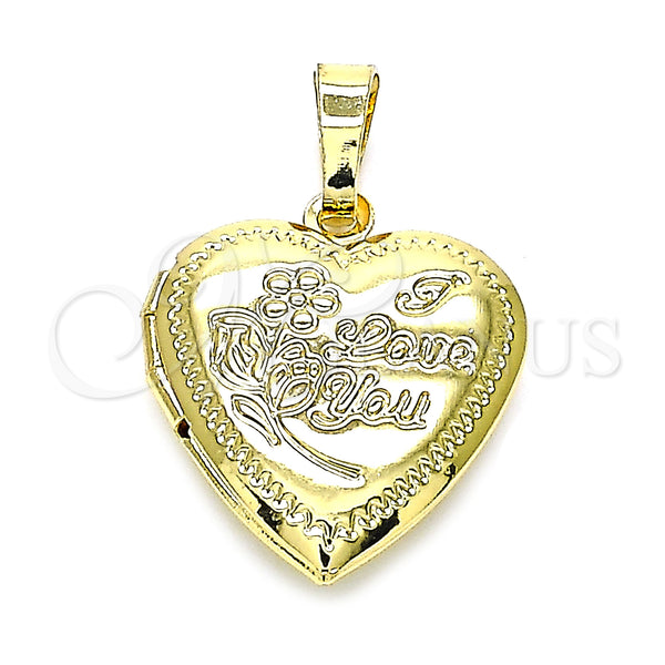 Gold Filled Pendant — Locket Pendant Heart and Flower Design Polished 05. — main product view — SKU 144779 | Oro Laminado dije — Locket Pendant corazón and flor diseño pulido 05. — SKU 144779