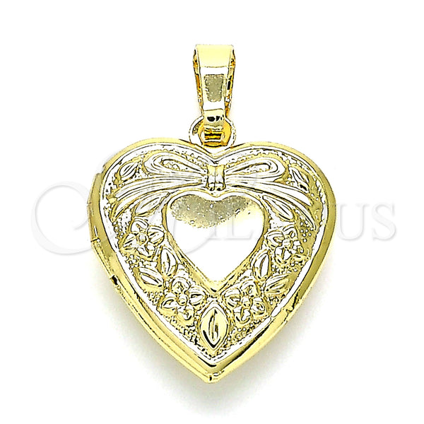 Gold Filled Pendant — Locket Pendant Heart and Bow Design Polished 05. — main product view — SKU 144780 | Oro Laminado dije — Locket Pendant corazón and Bow diseño pulido 05. — SKU 144780