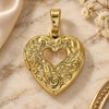 Oro Laminado Locket Pendant, Gold Filled Style Heart and Flower Design, Polished, Golden Finish, 05.117.0010