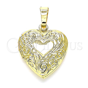 Gold Filled Pendant — Locket Pendant Heart and Flower Design Polished 05. — main product view — SKU 144782 | Oro Laminado dije — Locket Pendant corazón and flor diseño pulido 05. — SKU 144782
