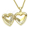 Oro Laminado Pendant Necklace, Gold Filled Style Heart and Flower Design, Polished, Golden Finish, 04.117.0020.20 (02 MM Thickness, 20 Inches Length)