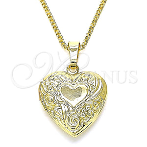 Gold Filled Necklace — Pendant Necklace Heart and Flower Design Polished 04. — main product view — SKU 144783 | Oro Laminado collar — Pendant Necklace corazón and flor diseño pulido 04. — SKU 144783