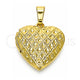 Oro Laminado Locket Pendant, Gold Filled Style Heart Design, Polished, Golden Finish, 05.117.0011