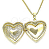 Oro Laminado Pendant Necklace, Gold Filled Style Heart and Flower Design, Polished, Golden Finish, 04.117.0021.20 (02 MM Thickness, 20 Inches Length)