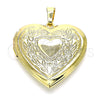 Oro Laminado Locket Pendant, Gold Filled Style Heart Design, Polished, Golden Finish, 05.117.0015