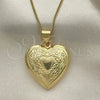 Oro Laminado Pendant Necklace, Gold Filled Style Heart Design, Polished, Golden Finish, 04.117.0023.20