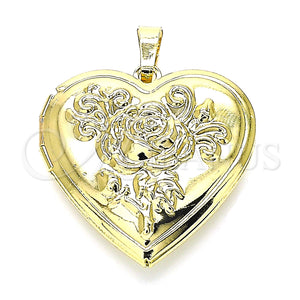 Gold Filled Pendant — Locket Pendant Heart and Flower Design Polished 05. — main product view — SKU 144792 | Oro Laminado dije — Locket Pendant corazón and flor diseño pulido 05. — SKU 144792