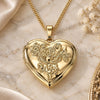Oro Laminado Pendant Necklace, Gold Filled Style Heart and Flower Design, Polished, Golden Finish, 04.117.0024.20 (02 MM Thickness, 20 Inches Length)