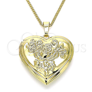 Gold Filled Necklace — Pendant Necklace Heart and Flower Design Polished 04. — main product view — SKU 144793 | Oro Laminado collar — Pendant Necklace corazón and flor diseño pulido 04. — SKU 144793