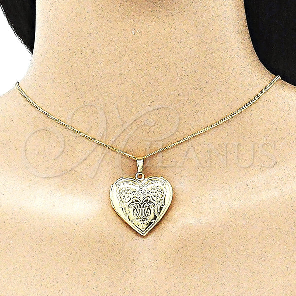 Gold Filled Pendant — Locket Pendant Heart and Flower Design Polished 05. — alternate product view — SKU 144794 | Oro Laminado dije — Locket Pendant corazón and flor diseño pulido 05. — SKU 144794