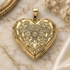 Oro Laminado Locket Pendant, Gold Filled Style Heart and Flower Design, Polished, Golden Finish, 05.117.0018