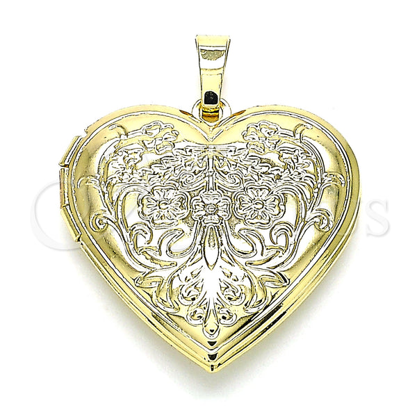 Gold Filled Pendant — Locket Pendant Heart and Flower Design Polished 05. — main product view — SKU 144796 | Oro Laminado dije — Locket Pendant corazón and flor diseño pulido 05. — SKU 144796