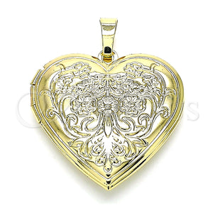 Gold Filled Pendant — Locket Pendant Heart and Flower Design Polished 05. — main product view — SKU 144796 | Oro Laminado dije — Locket Pendant corazón and flor diseño pulido 05. — SKU 144796